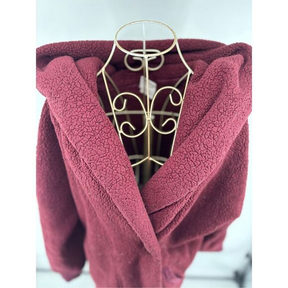 The North Face Campshire Wrap Women’s Medium Large Sherpa Fleece Maroon Jacket - Picture 9 of 12